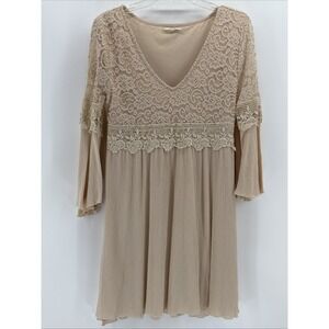 Women's Boutique Easel Beige Lace Dress Size Large